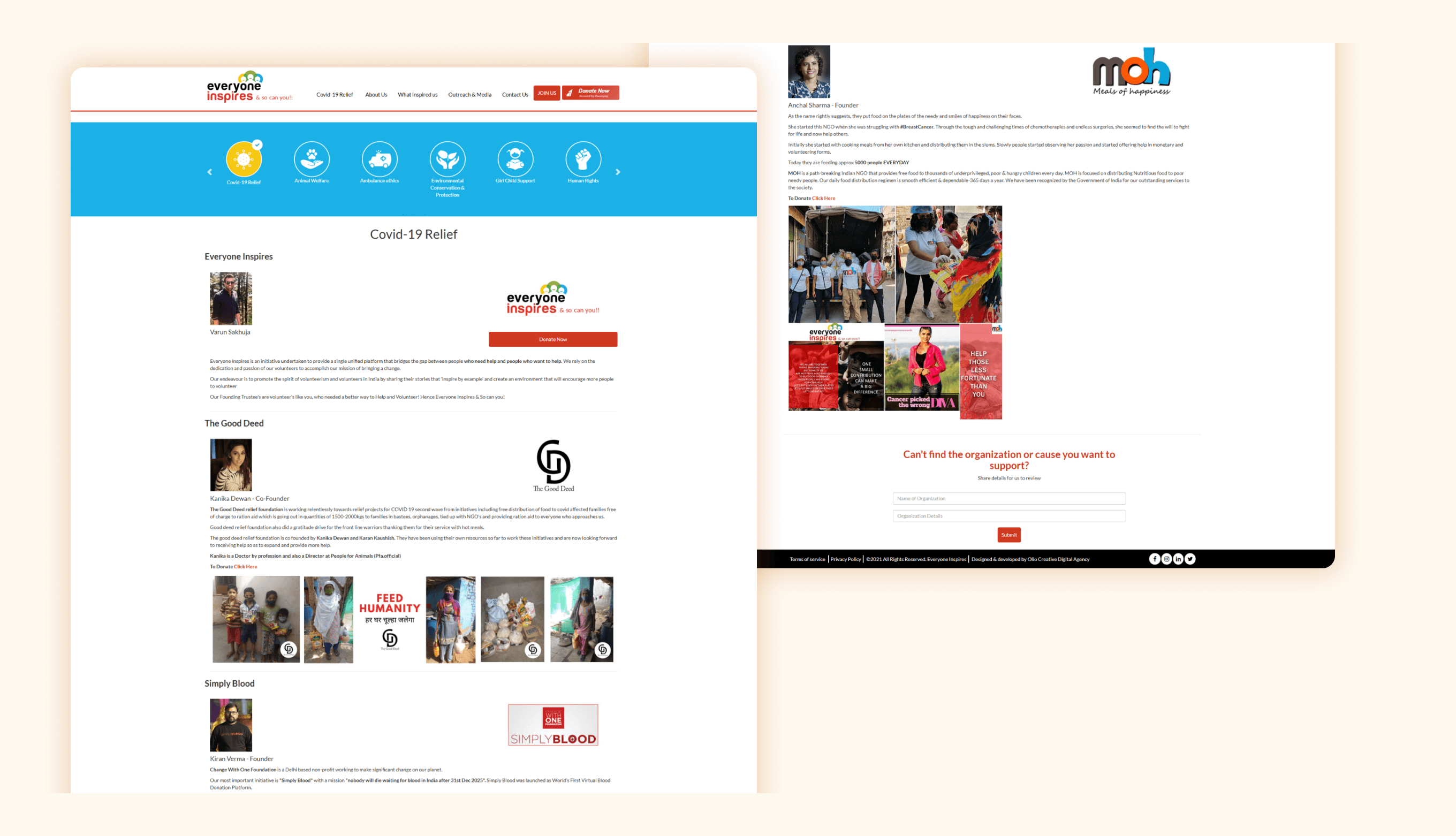 Everyone Inspires — Donor social proof wall